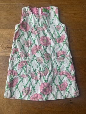 Lilly Pulitzer Youth Girls 6X Floral Shift Dress - Pink & Green